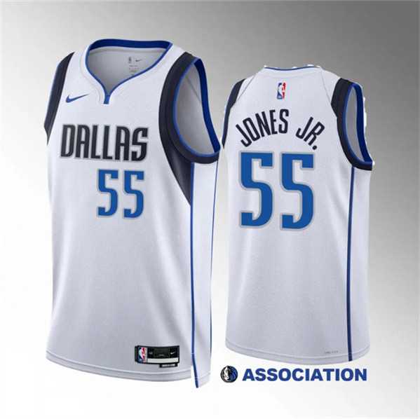 Mens Dallas Mavericks #55 Derrick Jones Jr White Association Edition Stitched Basketball Jersey Dzhi